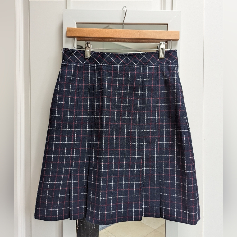 (SOLD) Brooks Brothers Plaid Navy and Red Women's Skirt